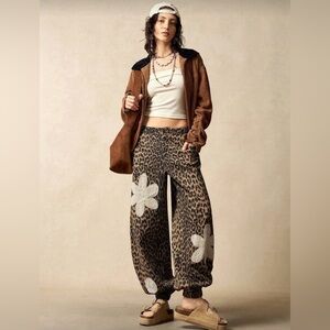 Boutique Leopard Print Embellished Joggers, Various Sizes NWOT